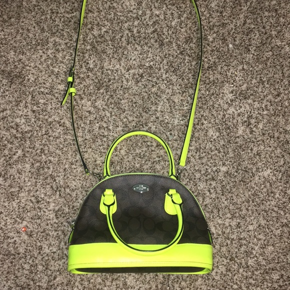 neon yellow coach purse